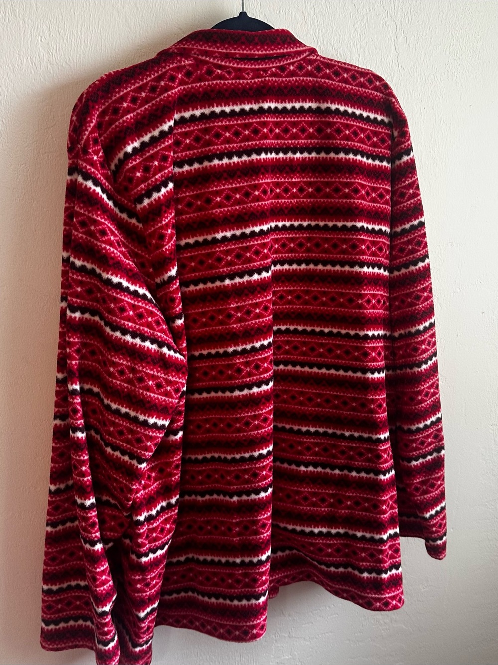 Basic Editions Red Patterned Zip-Front Cardigan Sweater - Picture 3 of 5